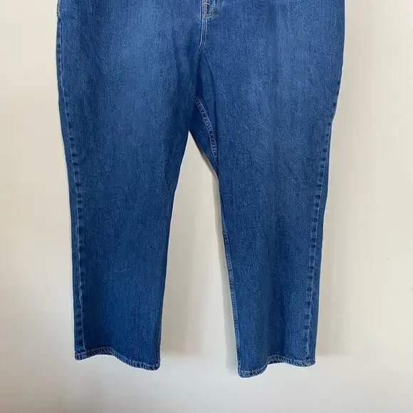 GOOD AMERICAN Good Icon Indigo Wash Crop Straight Leg Jeans Plus Size 24 - Picture 4 of 9